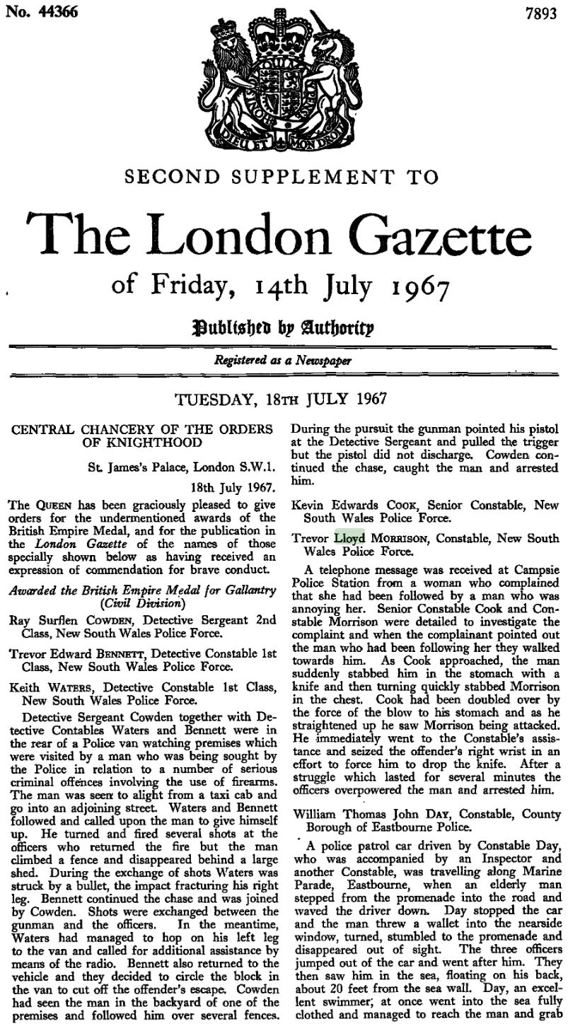 https://www.thegazette.co.uk/London/issue/44366/supplement/7893/data.pdf The London Gazette Friday 14 July 1967