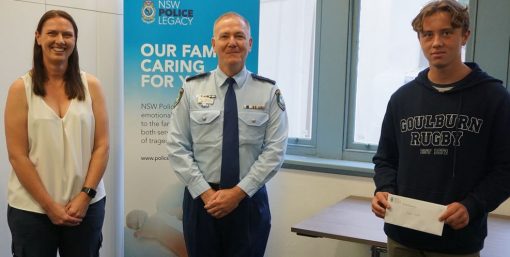 https://www.policelegacynsw.org.au/news/scholarships-update-dec-2020/ Sgt Peita SMALL, Commissioner Mick FULLER & Joshua SMALL