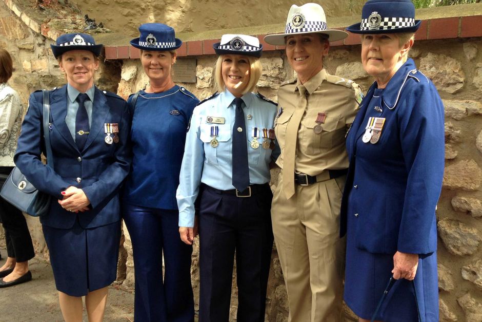 http://www.iawp.org/pdf/100Years_SouthAustralia_article.pdf Policewomen at 100 anniversary march<br /> Posted 1 Dec 2015, 1:47pm<br /> Sharynee Grant (far right) with other officers wearing different South Australian police uniforms from over the years at the march in Adelaide.
