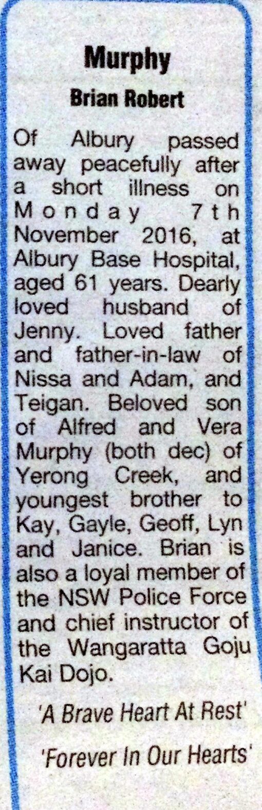 Brian Robert MURPHY, Brian MURPHY, Murph