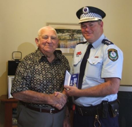 http://www.begadistrictnews.com.au/story/1075405/never-too-late/ Former local police officer Fred Pitchford was presented with his 20-year Police Medal by Inspector Jason Edmunds last week.