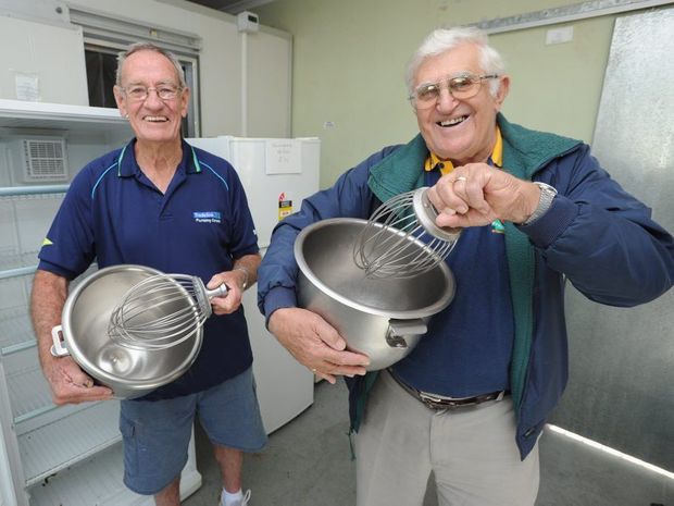 https://www.sunshinecoastdaily.com.au/news/everything-from-cooking-gear-and-electrical-goods-/2337057/ Fraser Coast Meals on Wheels president Ray Fleming and Community Help Group fundraiser Denis Dack will be whipping up some great bargains out of the old kitchen on Gossner St in Scarness. Alistair Brightman