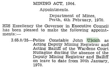 https://www.slp.wa.gov.au/gazette/GAZETTE.NSF/gazlist/2B1FFAB270F1DD98C82574B200066987/$file/gg016.pdf Government Gazette of W.A. Friday 13 February 1970.