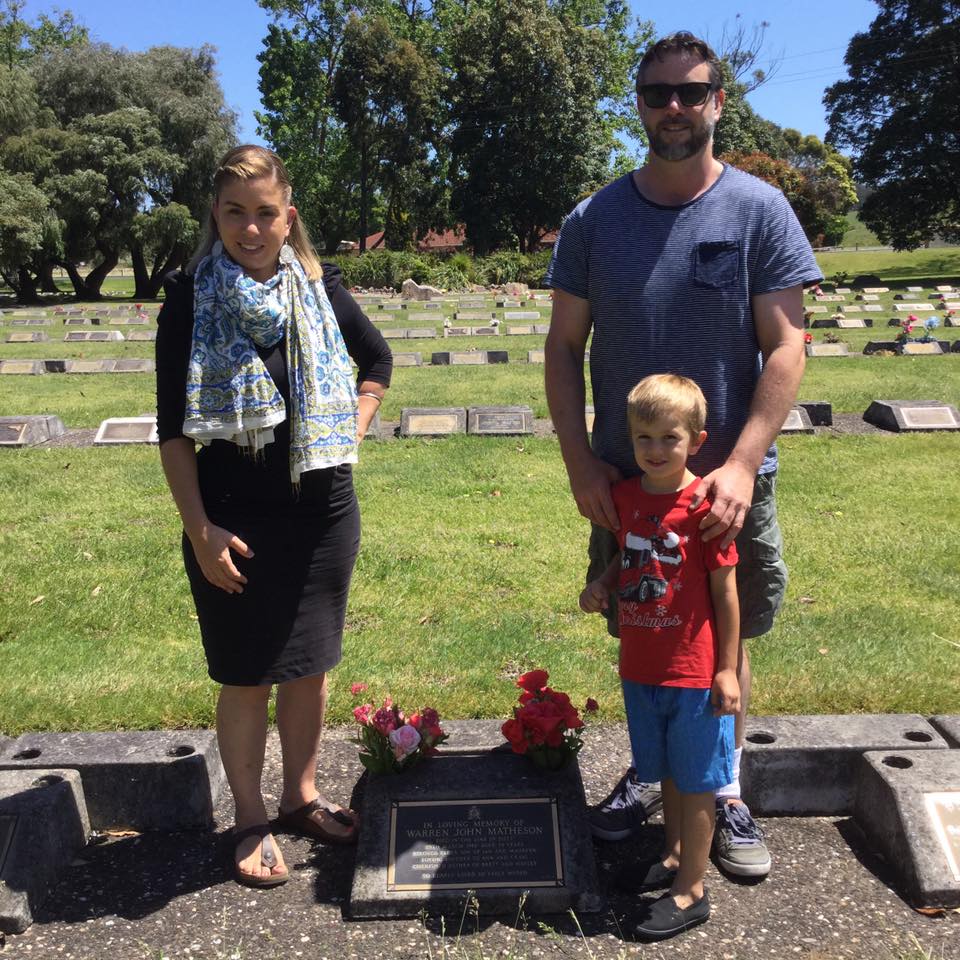 https://www.facebook.com/photo.php?fbid=10211335046905645&set=p.10211335046905645&type=3&theater Warren Matheson had two small children when he died. The mother ( Barbara ) of those two small children kept in close contact with the parents of Warren after his death and are still in contact to this day. Warrens, now adult children ( Brett, 38 & Hayley, 36 ) ( in 2017) and their mother ( Barbara ) travelled from Qld to Mt Gambier in November 2016 and visited the grave of Warren. Warren now has two grandsons, now aged 5 & 1. The memory of Warren is still alive and the family will never forget the loss.