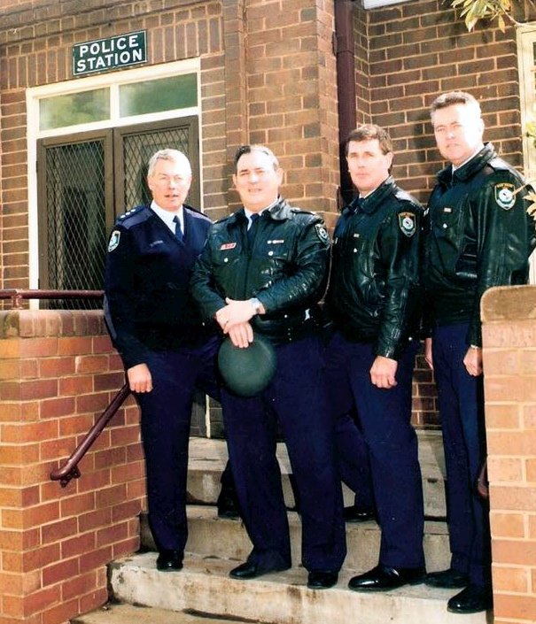 (L to R): Graeme Eipper, Mr. Tony Hahn (Deceased), John Curran & Unknown? with John Curran at Old Griffith Police Station.