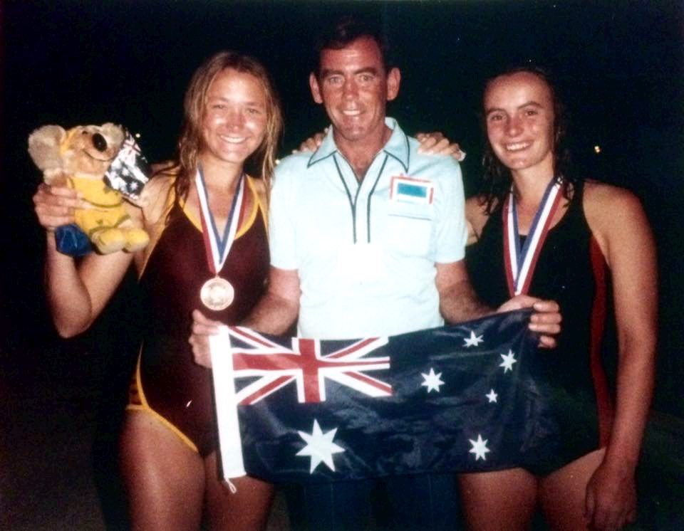 Photo with Karen Owen and Helen Ridge, the Mounted Police girls at the International Police Olympics in Phoenix Arizona in 1984.