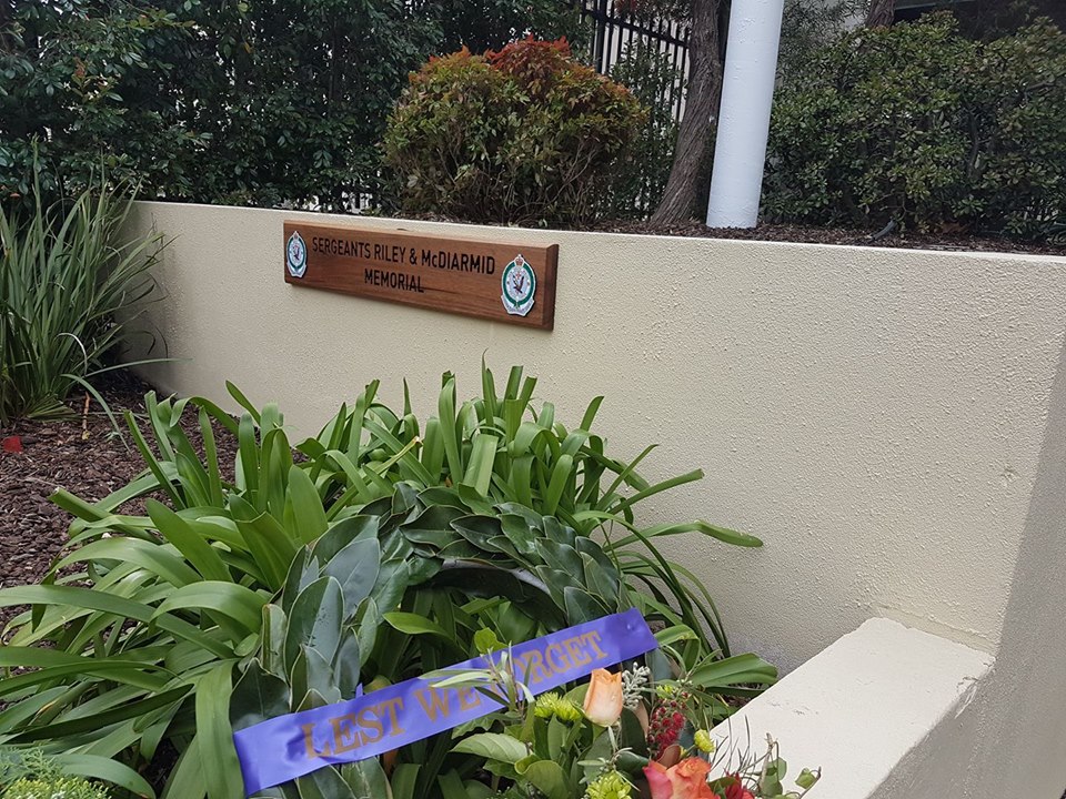 Blacktown Police Stn Memorial dedication on Retired Police Day - 28 September 2017 to RILEY & McDIARMID