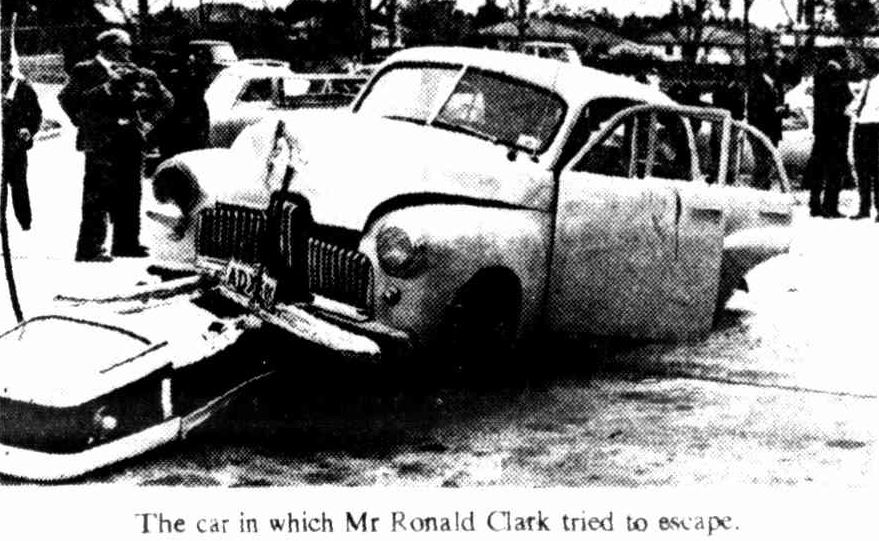 http://trove.nla.gov.au/newspaper/article/110679922 The car in which Mr Ronald Clark tried to escape. Rego ADX-6??