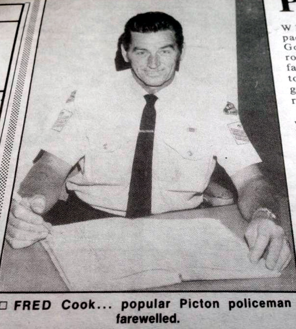 Fred Cook - popular Picton policeman farewelled.