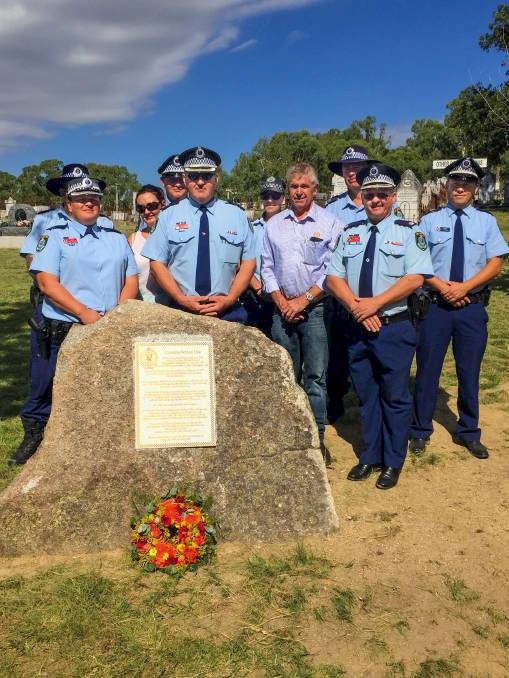 https://www.northerndailyleader.com.au/story/4423228/fallen-officer-remembered-video-photos/ Paying tribute: Senior Oxley police, along with officers from Kootingal, Walcha, Nowendoc and Tamworth, pictured with Tamworth councillor Phil Betts.<br />