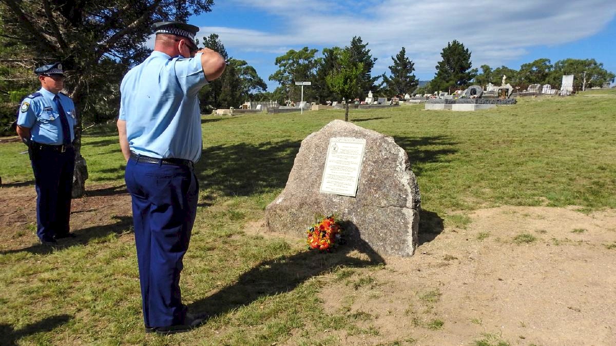 https://www.northerndailyleader.com.au/story/4423228/fallen-officer-remembered-video-photos/ Memorial service: Oxley Acting Superintendent Jeff Budd lays a wreath at the unveiling of the plaque at the Bendemeer cemetery. Photos: Breanna Chillingworth<br /> Memorial unveiled: Oxley Acting Superintendent Jeff Budd with Sergeant Josh McKenzie in Bendemeer.<br />