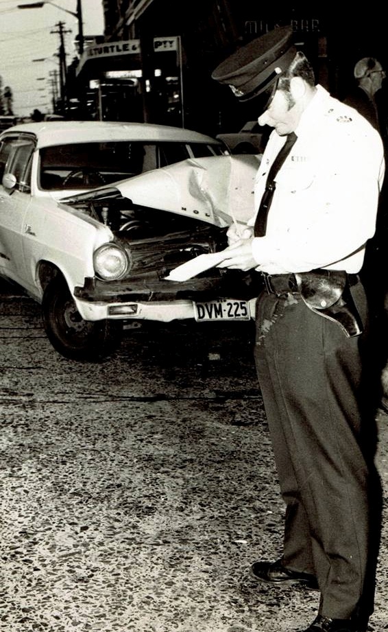 Dave Morris Geoffrey Alan HOLLIS at an MVA at Randwick about 1968