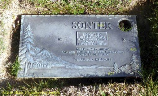 INSCRIPTION:<br /> RODNEY GLEN<br /> 20.4.1944 - 18.9.1992<br /> Loved husband of<br /> Margaret Rose<br /> Devoted father of<br /> Derek, Tracey, Justin.<br /> Son and Daughter-In-Law Chris &amp; John<br /> Loved Pa of Jillian<br /> Treasured Memories<br />