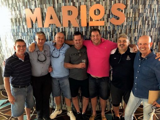 Photo: Charlie Dagostino 27 November 2019, the 1975 NSW Police Cadets had a luncheon for Chris Manning ( 2nd from left ) who is severely ill. A great day with food and drinks. Most drove between 2 and 3 hours for the special occasion. with ( L - R ) Rob Schwarz, Chris Manning, Jeff Sloane, Grant Duncan, Neal Carr, Charlie Dagostino & Ian Dawson, at Belmont 16s.