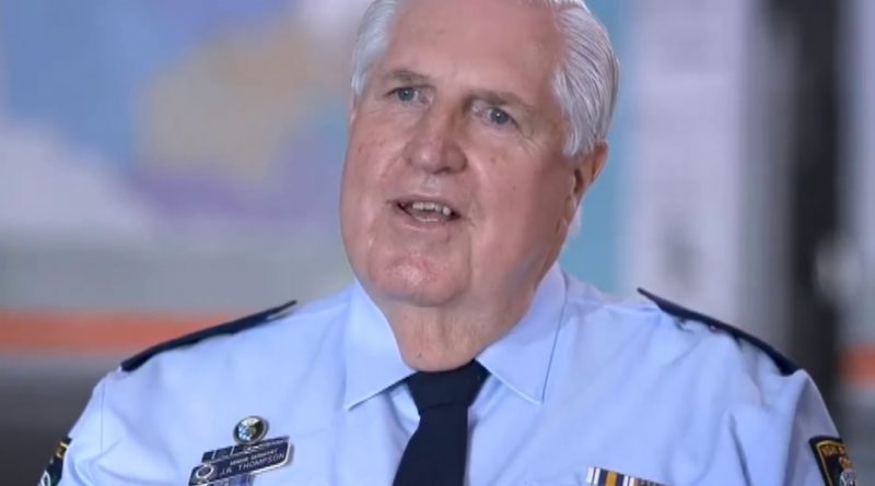 NSW Police Commissioner, Mick FULLER # 24552 presenting the Certificate of Service to retiring Senior Sergeant John THOMPSON # 10718 at the Planning Unit, on Friday 15 May 2020.