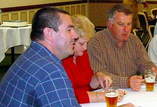 Photo by Cal 26 SEPTEMBER 2004<br /> SEND OFF FUNCTION FOR FORMER SENIOR CONSTABLE GREG CALLANDER HELD AT WESTERN SUBURBS LEAGUES CLUB, UNANDERRA.<br /> Greg Callander, Flow Lindwall, Peter Lindwall, Phil Dunn, Joe Mura, Kerryn Mura, Mick Tranby all sitting at the table closest to camera.