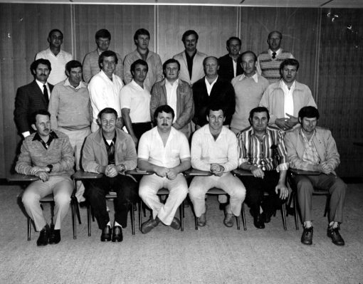Hank Vanderwaarden 2019 · Found an old photo of what I think was a Sergeants course or First Line Commanders course at Penrith Police Station around mid 1980s. Can't remember all the names but I will give it a try. <span style="color: #ff6600;"><strong>Back row</strong></span>: Laurie <strong>Eddy</strong> ( # 16868? ), Greg <strong>Peterson</strong> ( # 15106 ), Warren <strong>Newton</strong> ( # 14491 ), Bob <strong>Murrell</strong> ( # 15864 ), Hank <strong>Vanderwaarden</strong> ( # 20655 ), Ron <strong>Blake</strong> ( # 10029 ). <span style="color: #ff6600;"><strong>Middle row</strong></span>: <a href="https://police.freom.com/john-robert-thomas-hamer/" target="_blank" rel="noopener noreferrer"><strong>John HAMER</strong></a> - instructor ( # 11103 ), Ernie <strong>Jones</strong> ( # 15468 or # 14515 ) , <strong><a href="https://police.freom.com/gary-richard-buckley/" target="_blank" rel="noopener noreferrer">Gary BUCKLEY</a></strong> ( # 16269 ), Ces <strong>Kearney</strong> ( # 16804 ), Ray <strong>Filewood</strong> ( # 15912 ), Dave <strong>Clouston</strong> ( # 16727 ), Alan <strong>Targett</strong> ( # 14196 ), Helmut <strong>Myers</strong> ( # 16359 ). <span style="color: #ff6600;"><strong>Front row</strong></span>: Kieron <strong>Power</strong> ( # 17384 ), John <strong>Findlater</strong> ( # 13571 ), <strong><a href="https://police.freom.com/ronald-walter-mcgown/" target="_blank" rel="noopener noreferrer">Ron McGOWAN</a></strong> ( # 15631 ), Gordon <strong>Middlemisss</strong> ( # 17058 ), Gary <strong>Winchester</strong> ( # 15414 ), Mal <strong>Roser</strong> ( # 16028 ).