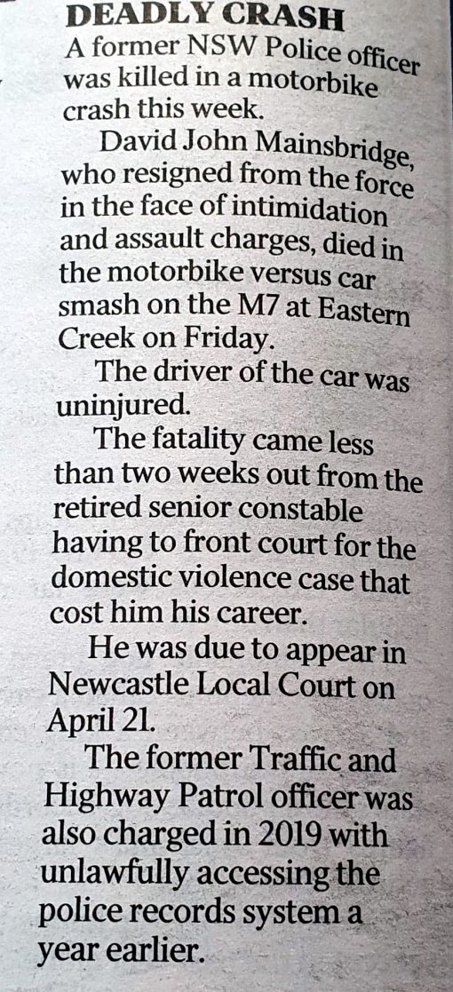 David John MAINSBRIDGE, David MAINSBRIDGE, Dave MAINSBRIDGE