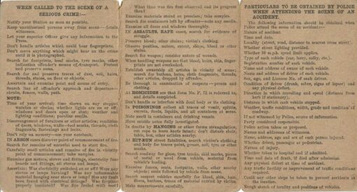 Rex Arthur CASSILLES, Rex CASSILLES, Police Notebook list of Stations and phone numbers