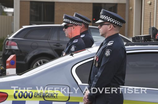https://theweeklyadvertiser.com.au/articles/policeman-heath-martin-remembered-with-honour-guard/ Police form a guard of honour for collegue Heath Martin in front of Horsham Police Station.