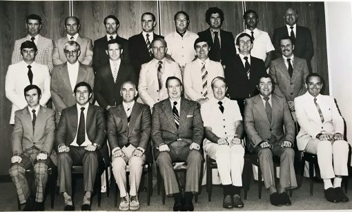 Sergeants Course Redfern 12/2/79 to 30/3/79 - Back Row (LtoR) John Dooley, Clem Rankin, Alan Hines, Ron Hockey, Brian Mays, Noel Parkinson, Mick Knight, Ron Rogerson. Middle Row- Col Campbell, Laurie Carroll, Mike Stephens, Len Maloney, Col Wedderburn, John Wakefield, Gary Jennings. Front Row - Ian Campbell, Barry Cafe, Alex Morton (Instructor), Trevor Thompson (Instructor), Warwick Hensley, Jude Maloney, Bill Shute.