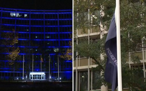https://7news.com.au/news/perth/thousands-gather-for-funeral-of-police-officer-anthony-woods-in-perth-c-11191720 WA Police headquarters was turned blue in honour of the officer, while flags were flown at half-mast in the wake of the officer’s death. Credit: 7NEWS