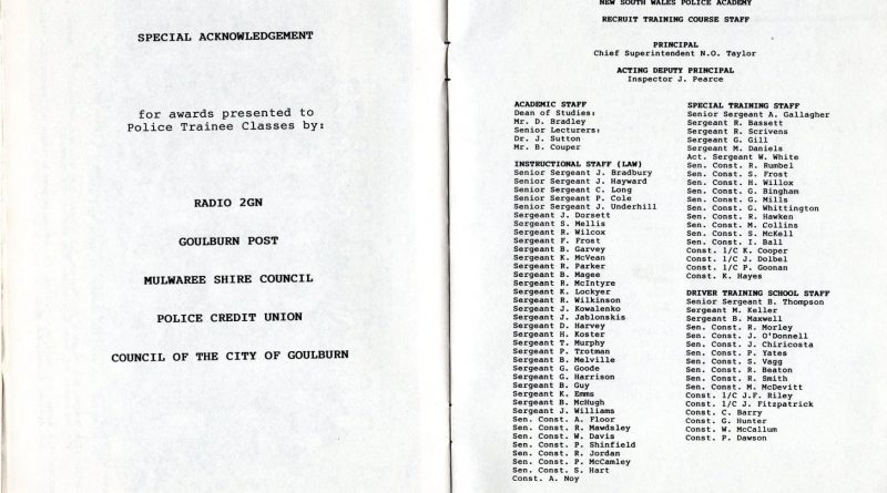 Class 230 Attestation Parade pamphlet 01 - Goulburn - Fri 30 Oct 1987