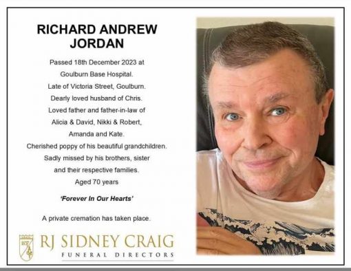 Richard Andrew JORDAN Richard JORDAN Dick JORDAN Rick JORDAN