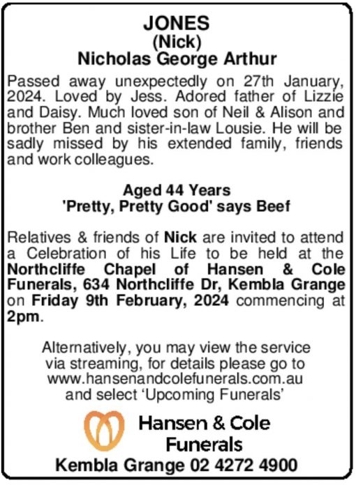 Nicholas George Arthur JONES, Nick JONES, Jonesy, Beef man